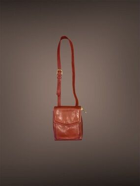 Women's Vintage Fossil Red Leather Messenger Crossbody bag, Classic Model